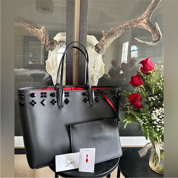 Christian Louboutin Black Tote Bag with Red Interior - Picture 1 of 8